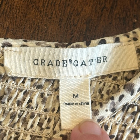 Grade & Gather | Smocked Bodice Tiered Midi Dress, Animal Print, Size M - Picture 4 of 7